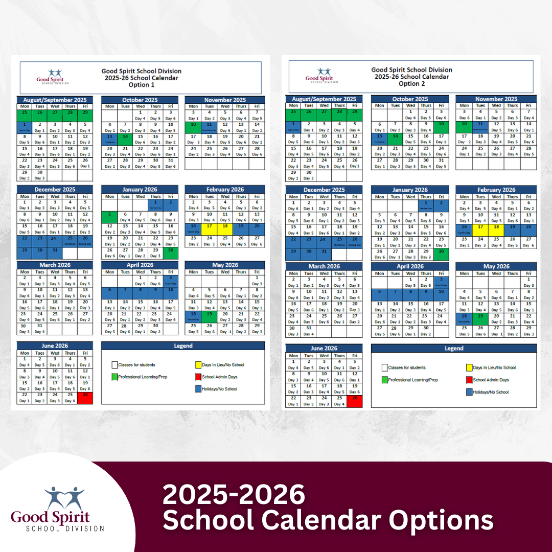 20252026 School Calendar Survey Good Spirit School Division